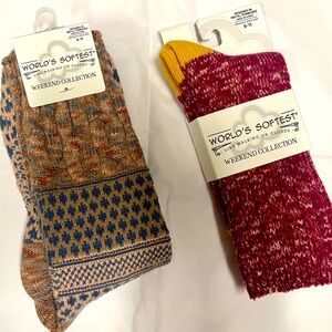 NWT | Weekend Collection | World's Softest Crew Socks | 2 Pair | Size 6-11